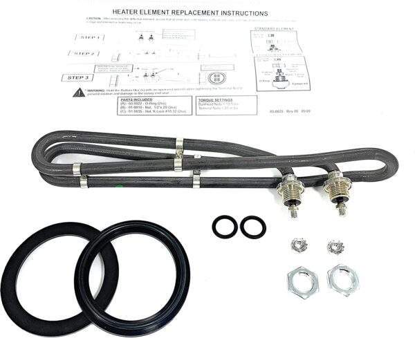 ALL SPA PARTS 4.0KW Incoloy Universal Flo-Thru Heater Element with Heater Union Gaskets (Replaces Balboa M7 Heat)
